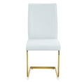 thumbnail image 5 of Llinc Store Set of 4 White PU Simple Arch Dining Chair High Resilience Chairs with Arched Metal Gold Leg, 5 of 9