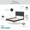 thumbnail image 4 of Boyd Sleep Sicily Black Linen Queen Size Fully Upholstered Platform Bed Frame with Adjustable Headboard, 4 of 14