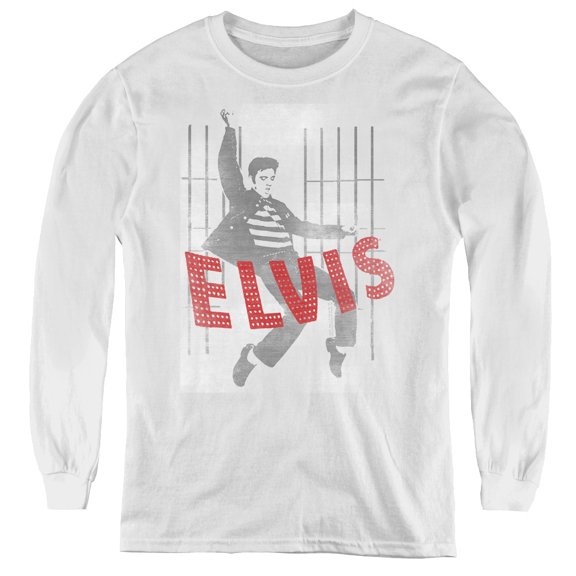Elvis Presley Iconic Pose Youth Long Sleeve T-Shirt White