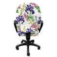 thumbnail image 3 of Floral Office Chair Slipcover, Watercolor Style Summer Garden Blooming Purple Orchids and Pinky Chrysanthemums, Protective Stretch Decorative Fabric Cover, Standard Size, Multicolor, by Ambesonne, 3 of 5