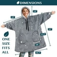 thumbnail image 5 of PAVILIA Wearable Blanket Sweatshirt for Kids Boy Girl, Warm Cozy Giant Hoodie with Two Pockets and Long Sleeves, Fleece Sherpa Oversized Hooded Blanket Pullover Gift for Teens Youths, Glow Star Gray, 5 of 7