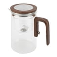 thumbnail image 1 of Pot Glass Teapot with Infuser 600ml Stainless Steel One Touch Tea Maker Clear Tea Kettle with Wood Handle for Home Office, 1 of 7