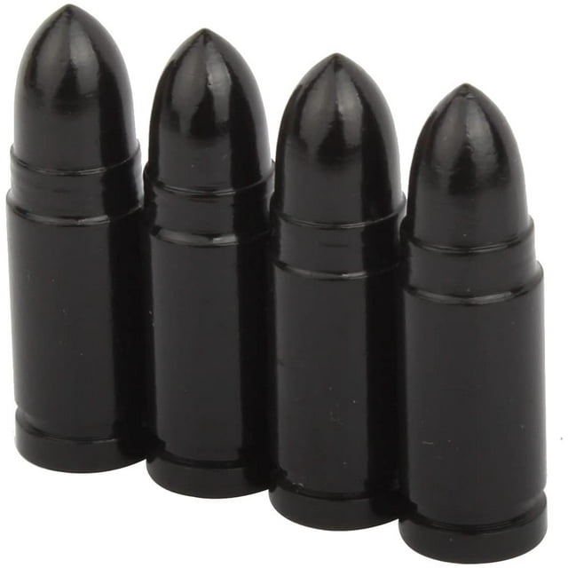 Bouchons de Tige de Valve Bullet, Lot de 4, Noir