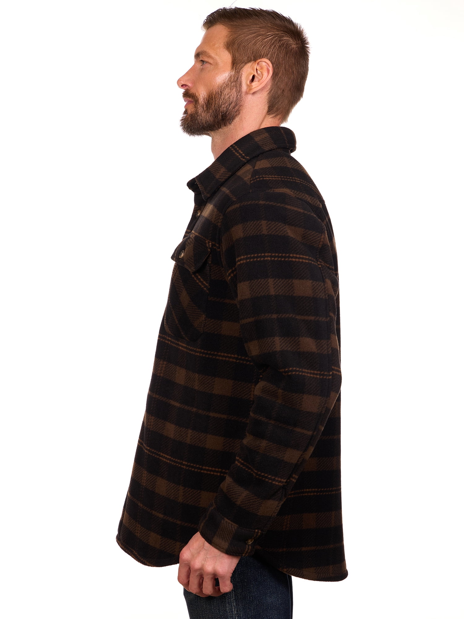 Bass Creek Outfitters Men's Plaid Bonded Winter Fleece Shirt Jacket, Sizes M-2XL