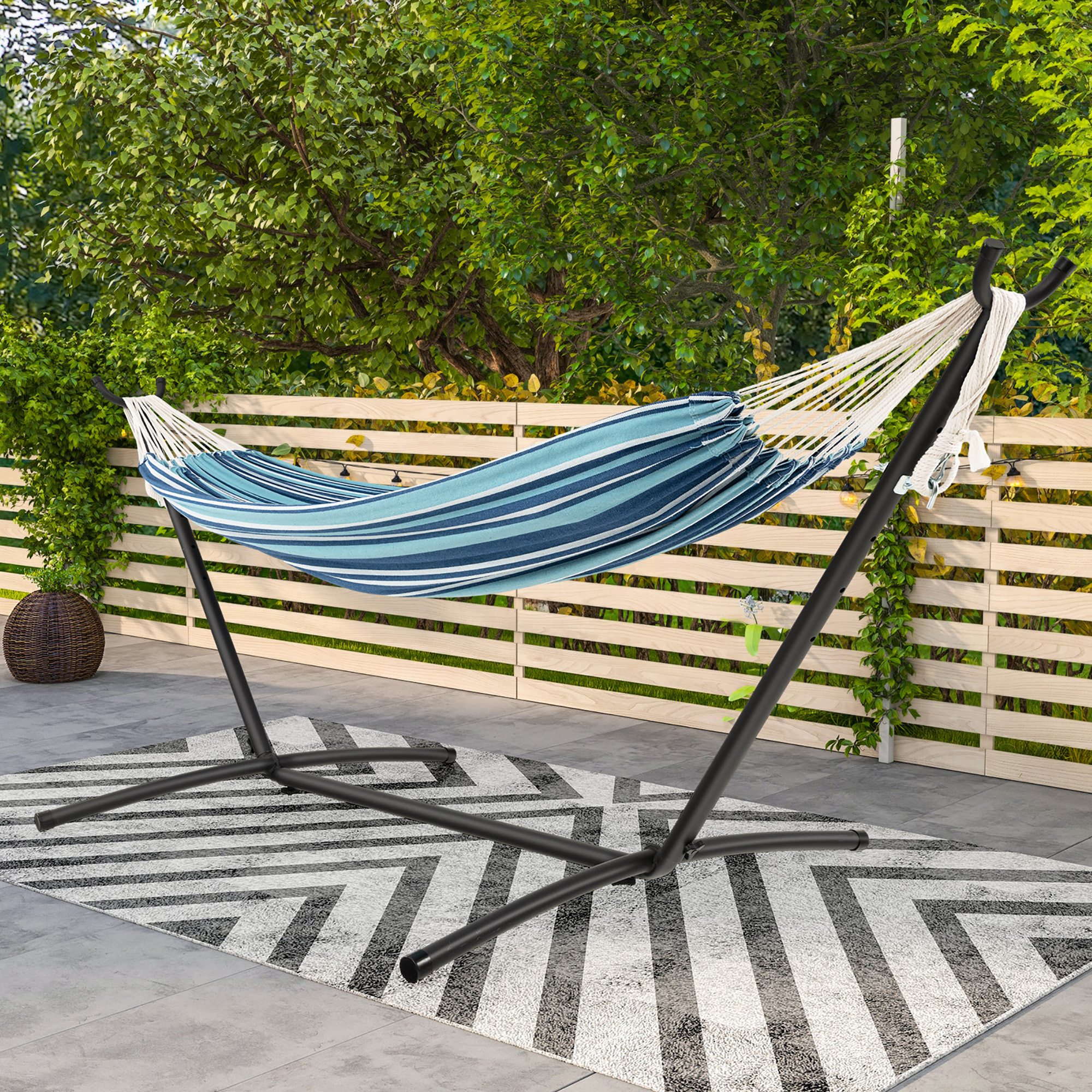 Gymax Portable Indoor Outdoor 2-Person Double Hammock Set w/ Stand and Carrying Cases