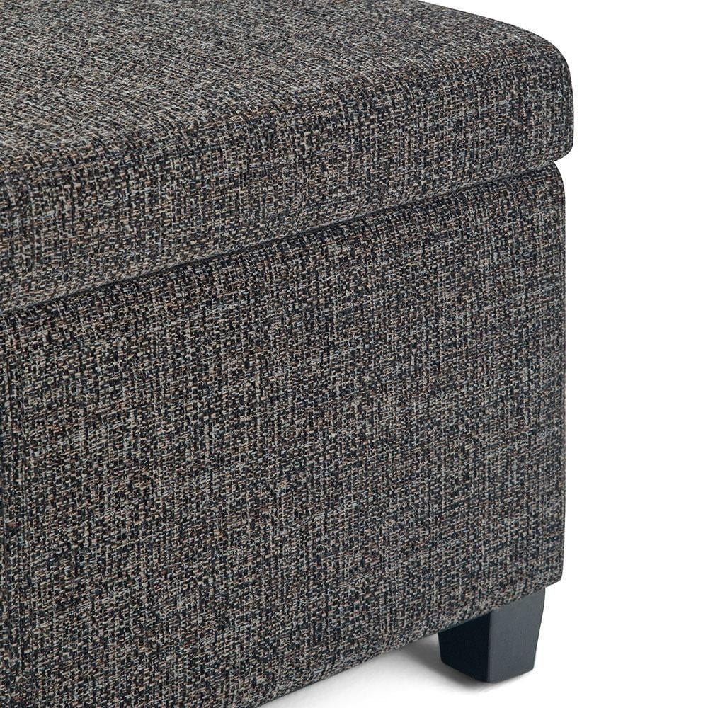 Avalon 48 inch Wide Contemporary Storage Ottoman Bench in Dark Grey Tweed Look Fabric