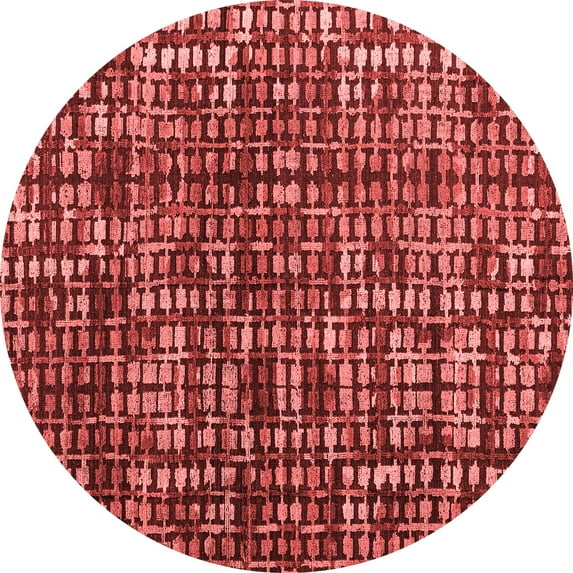 Ahgly Company Indoor Round Abstract Red Modern Area Rugs, 7' Round