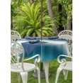thumbnail image 3 of Outdoor Tablecloth with Umbrella Hole for Patio/Picnic/Party/Camping, Ombre Dark Teal Waterproof Table Cloth Round Cover Washable, Modern Abstract Art Gradient (Dia 54"), 3 of 9