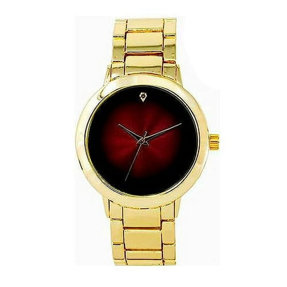 Charles Raymond Iced Out Diamond at 12 o'clock Elegant and Classy Mens Watch for All Occasions - Easy Reader Simplistic Slashes at Every Hour - Handsomely Stunning - 4904MB Single (4904MB Gold Red)