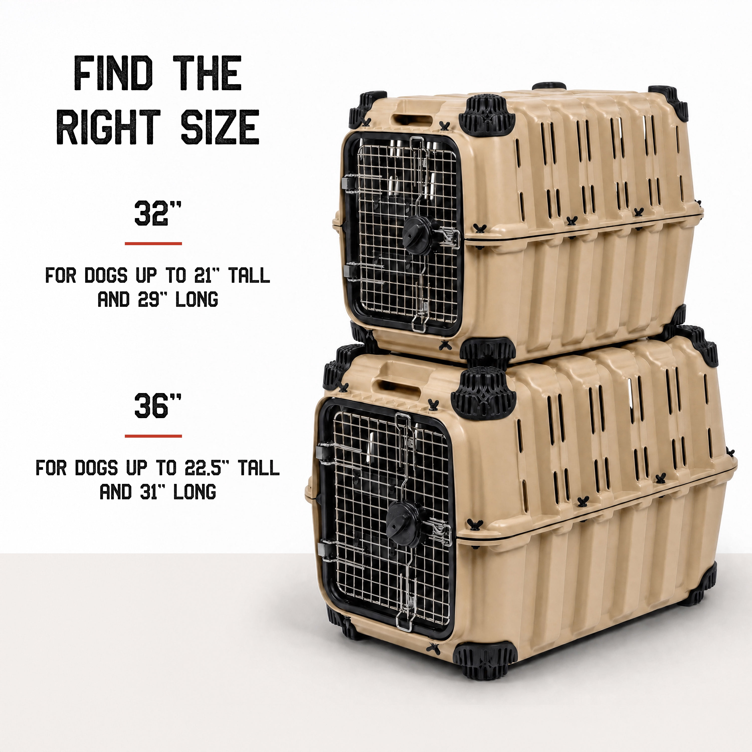 Mammoth Guardian Strong and Durable 32-inch Plastic Dog Kennel, Tan