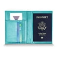 thumbnail image 2 of Aqua Genuine Cowhide Leather RFID Blocking Passport Wallet with 3 Interior Slots QGM22561, 2 of 2