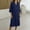 Navy, variant on Womens Dress Solid Color Loose fit Button Down 3/4 Sleeve Long Maxi Dress Cotton Linen Caftan with Pockets Black
