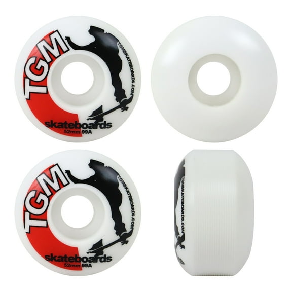 TGM Skateboard Wheels 52mm 99A White - Super High Rebound for Street and Park