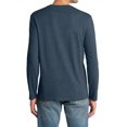 thumbnail image 3 of Men's Perfect Weight Long Sleeve Crew Neck Soft Cotton T-Shirt Heathered Navy Medium, 3 of 4