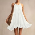 thumbnail image 2 of FRSASU Sundresses for Women Spaghetti Strap Ruffle Hem Short Flowy Casual Summer Beach Vacation Dresses White, 2 of 9
