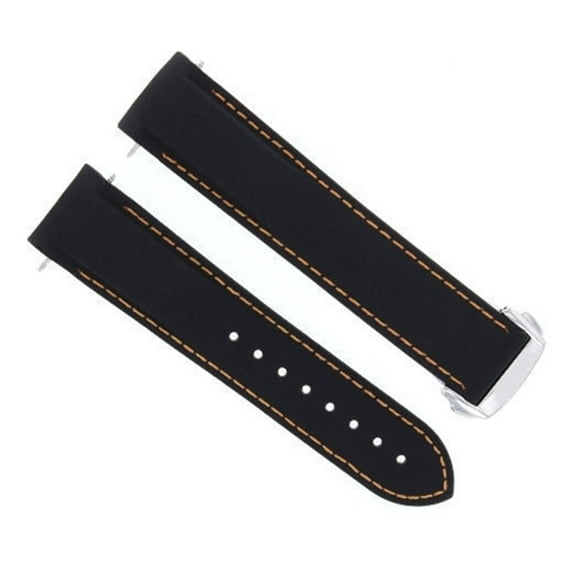 22MM RUBBER WATCH BAND STRAP FOR 45MM OMEGA SEAMASTER PLANET OCEAN BLACK ORANGE