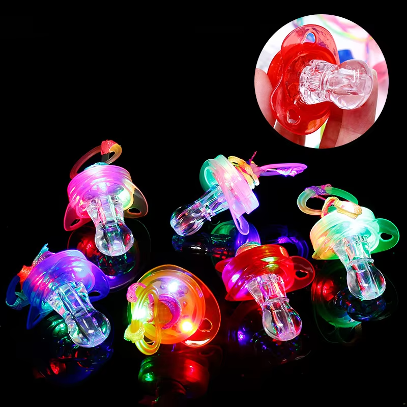 50pcs LED Pacificers LED Light Up Pacifiers Necklace Flashing Pacifiers Whistles LED Rave Pacifiers Glowing Pacificer Glow in The Dark Party Favors for Halloween,Christmas,Birthday