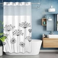 thumbnail image 6 of No Hook Shower Curtains with Snap-in Liner Set, Black Dandelion Waterproof Hotel Style Bathroom Shower Curtain, Spring Country Modern Minimalist Flower Breathable Mesh Top Bath Curtains 36''x72'', 6 of 9