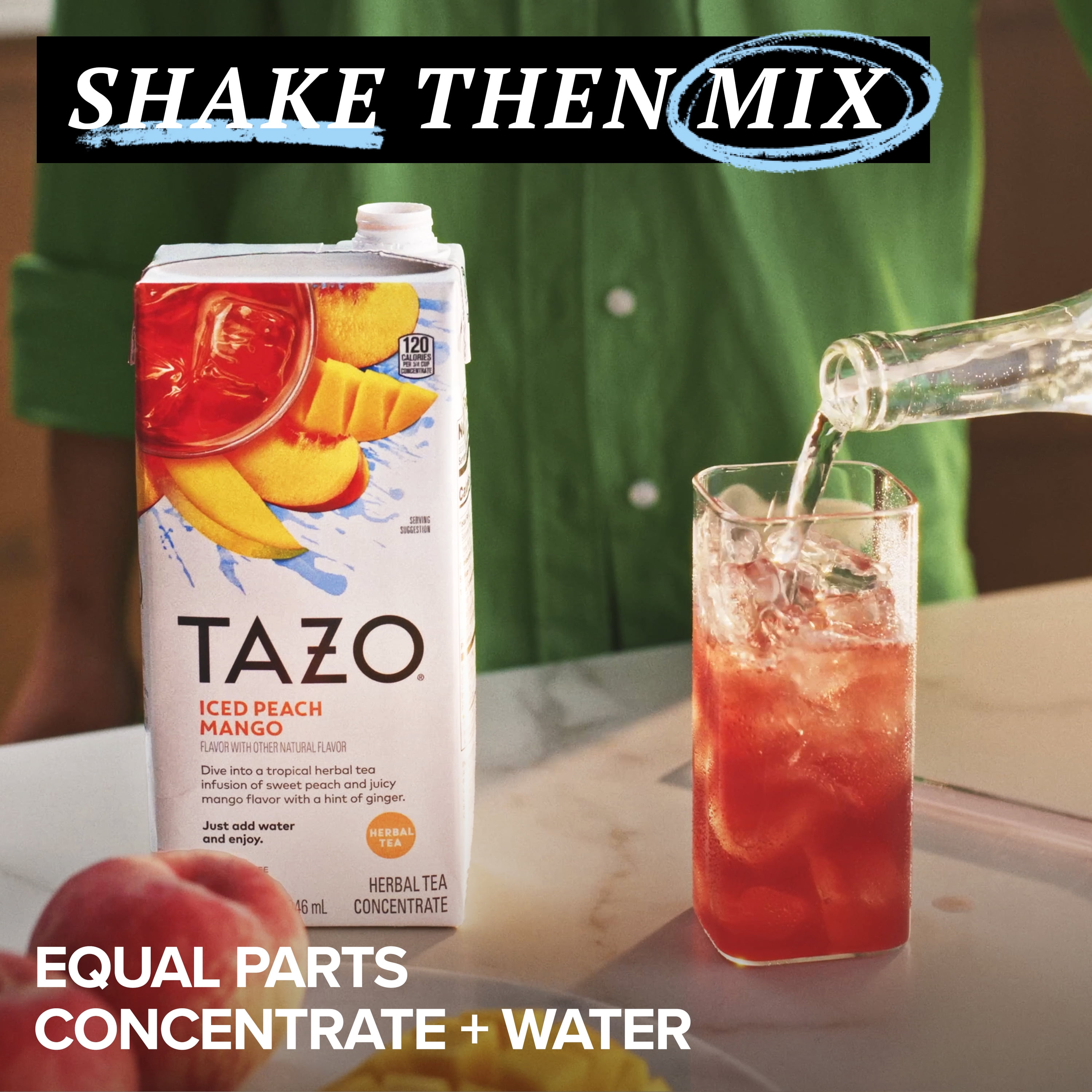 TAZO Iced Peach Mango Herbal Tea Concentrate, Caffeine-Free, 32oz Carton