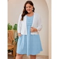 thumbnail image 6 of SHOWMALL Women's Plus Size Sleeveless Dress with Pockets, Summer Beach Sundress, Blue Frostwork 3X Pleated Chest Tank Dress for Vacation & Casual Wear, 6 of 7