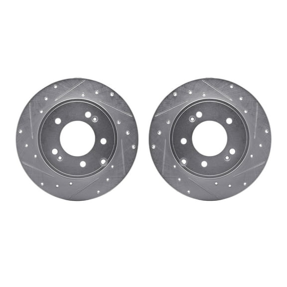 Dynamic Friction Company Rear Brake Rotors-Drilled and Slotted-Silver 7002-03039