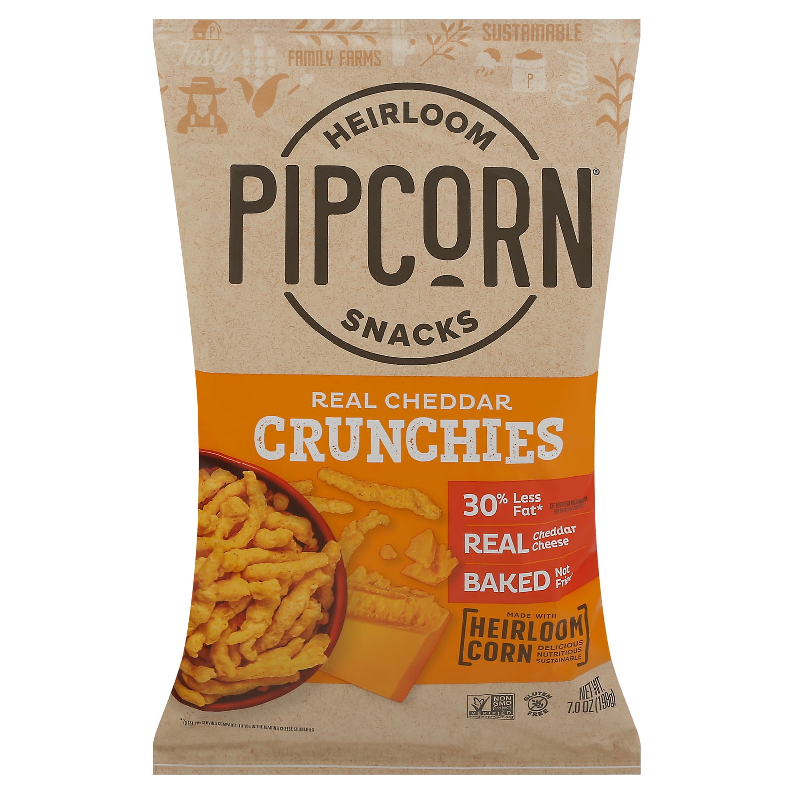 Pipcorn - Crunchies Cheddar - Case of 12-7 OZ - Walmart.com