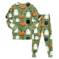 thumbnail image 4 of Kogui Kids Halloween Pajamas Long Sleeve Cute Print Stretch 2-Piece Sleepwear Set Pjs 6T 7T (Green,6-7 Years), 4 of 9