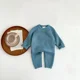 thumbnail image 4 of Conjunto de ropa de 2 piezas para bebé, suéter y pantalones de algodón de punto suave, Primavera, 4 of 5