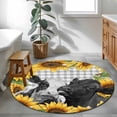 thumbnail image 4 of Sunflower Cows Round Rug 3ft Washable Circle Entryway Rugs Non Slip Yellow Floral Botanical Summer Grey Plaid Area Rug Indoor Floor Carpet for Bedroom Kitchen Living Room Home Office Dining Room, 4 of 8