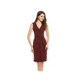 thumbnail image 2 of Robe Sexy Sans Manches à Col en V Croisé devant pour Femmes, Pull-Over Élastique Slim, Rouge, 2 of 5