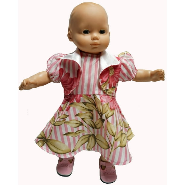 Doll Clothes Superstore Pink Flower And Stripe Dress Fits 15 16 Inch