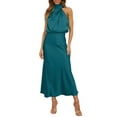 thumbnail image 2 of Dresses For Women Party Casual Women's Summer Long Formal Satin Dress Neck Sleeveless Side Slit Flowy Maxi Tank Dresses Blue, 2 of 8