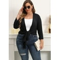 thumbnail image 3 of Daystry Plus Size Cardigan for Women 3/4 Sleeve Casual Open Front Light Cardigan Black-3X, 3 of 9