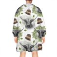 thumbnail image 2 of White Highland Cow Hat Leaf Pattern Wearable Oversized Blanket,Wearable Blanket Hoodie for Adults,Cozy Hooded Blankets with Super Pockets,Super Warm Fuzzy Pullover for Women & Men, 2 of 6