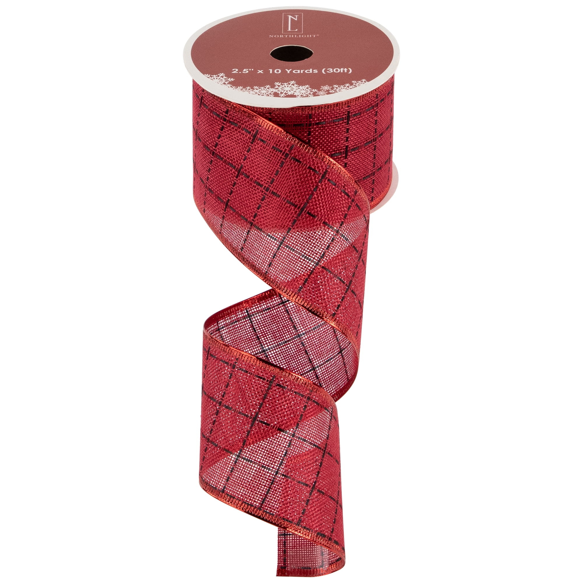 Northlight Red Square Wired Craft Christmas Ribbon 2.5" x 10 Yards
