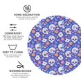 thumbnail image 3 of Yiaed flower Skull cartoon Print Leather Coasters for Drinks - Cup Coasters Coffee Table Kitchen Table Bar, Home & Office Gifts Handmade Drink Coasters-Round Shape, 3 of 6