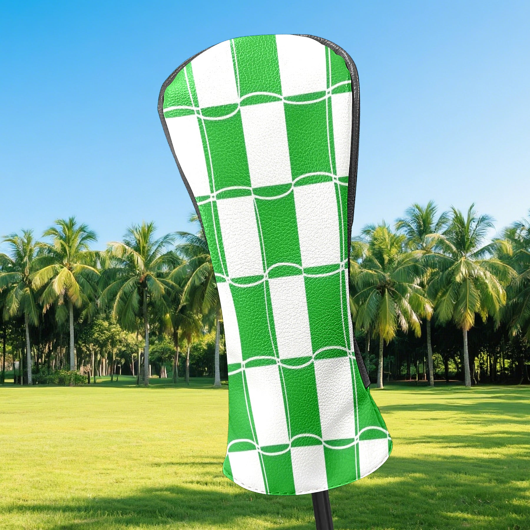 Golf Club Headcovers High Quality Waterproof Leather Golf Head Cover Set Men Women Driver Head Cover Exclusive Gift for Golf Lovers Green Grid