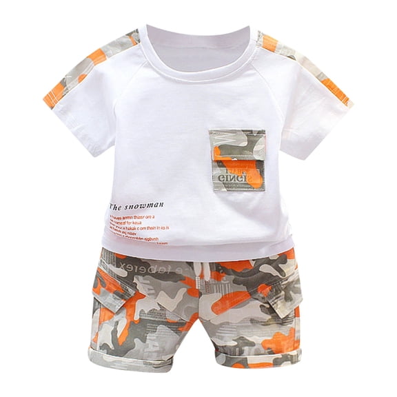 Gerichy Boys Summer Outfits Toddler Boys Short Sleeve Easter Bunny Prints T Shirt Tops Shorts Child Kids 2PC Set Outfits Clothes