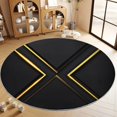 thumbnail image 4 of Round Rugs 4' x 4' Washable Round Area Rug, Marble Water Ripple Lines Non-Slip Circle Rugs Low-Pile Floor Carpet, Soft Dark Gray Printed Rug for Living Room Bedroom, 4 of 7