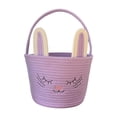 thumbnail image 3 of Cesta de conejito de Pascua con asa, adorable bolsa de golosinas vacía, organizador de almacenamiento Púrpura, 3 of 9
