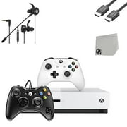 Microsoft Xbox One S 500GB White Gaming Console With 2 Controller + T5 Earbuds With Microphone BOLT AXTION Bundle Like New