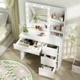 thumbnail image 3 of Vabches Coiffeuse avec 12 Lumières, Coiffeuse avec Miroir Éclairé, Commode à 4 Grands Tiroirs, 3 Modes d'Éclairage Luminosité Réglable, Moderne, Blanc, 3 of 8