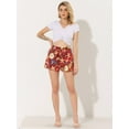 thumbnail image 3 of DARING DIVA Women's Floral Print Elastic Tie Waist Beach Short XL Red-Floral, 3 of 5