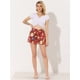 thumbnail image 3 of Pantalones cortos de verano Allegra K con cintura alta Rojo-Floral M, 3 of 5