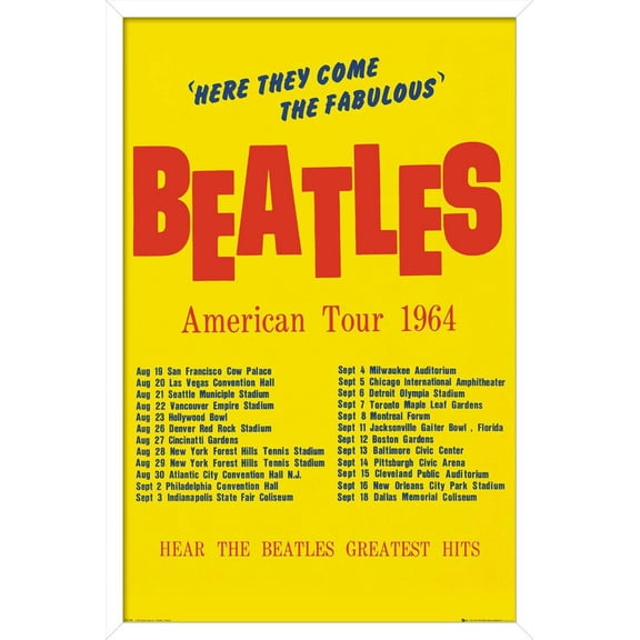 The Beatles - American Tour 1964 Wall Poster, 22.375" x 34", Framed