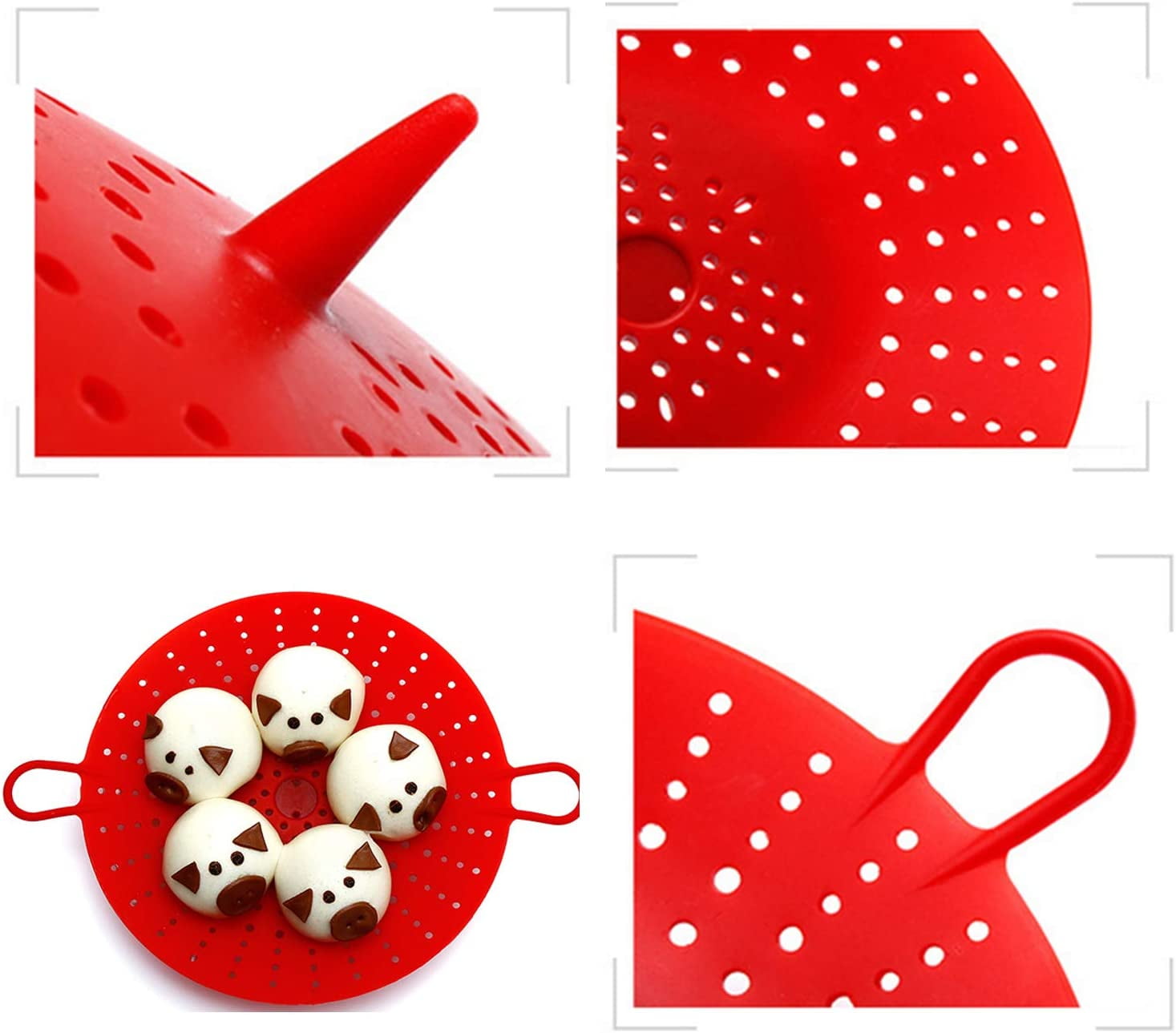 ABPETE 2 Pcs Silicone Steamer, Durable Vegetable Steamer Basket Insert for Pressure Cookers, Microwavable, Multicookers