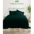 thumbnail image 2 of 25-inch Extra Deep Pockets - Pure Giza Cotton Queen Size, Teal Blue Color Bedsheet Set - 600-Thread-Count, 6-PC [1 flat sheet, 1 fitted sheet, 2 pillowcases], 2 of 7
