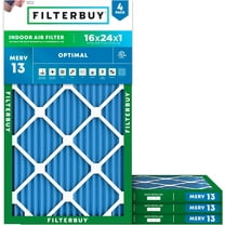 Filterbuy 16x24x1 MERV 13 Health Defense, Pleated HVAC AC Furnace Air Filters (4-Pack)