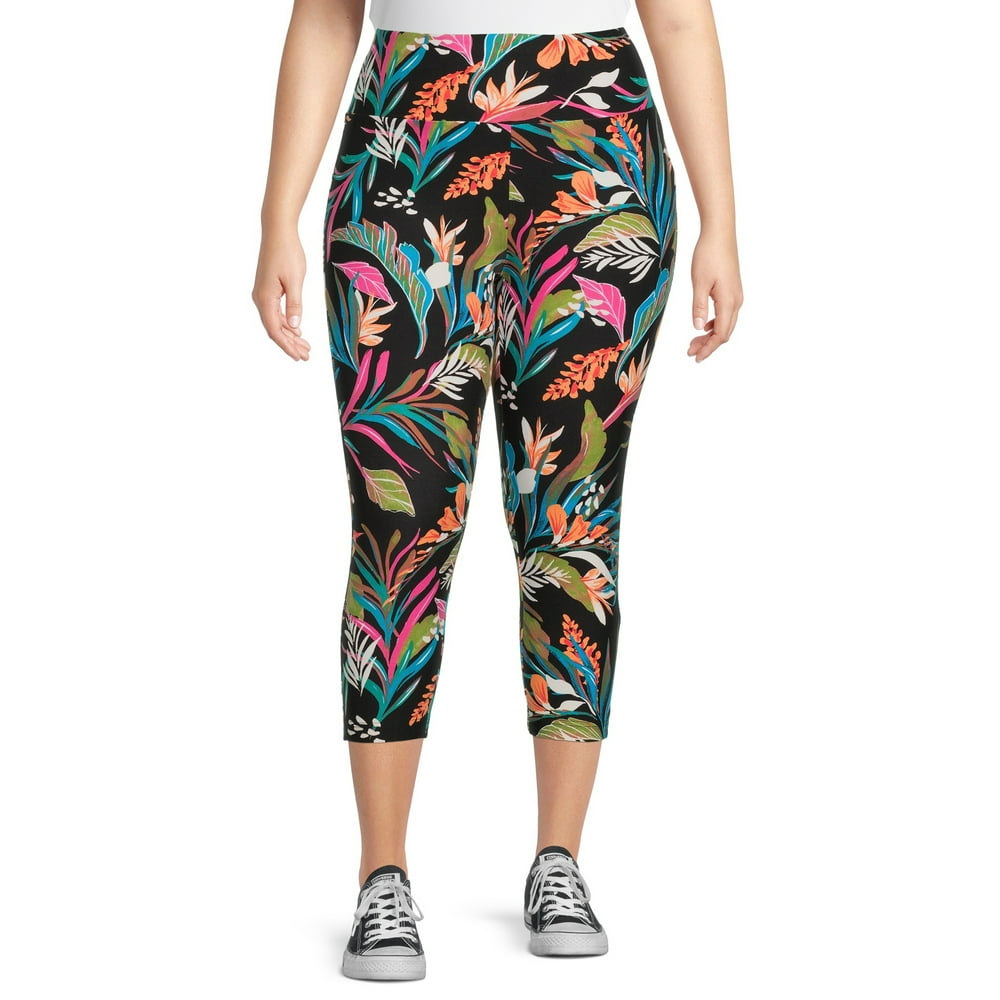 Terra & Sky - Terra & Sky Women's Plus Size Printed Capri Leggings - Walmart.com - Walmart.com