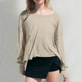 thumbnail image 2 of Ediodpoh Women's Fashion Hoodless Sweatshirt Long Sleeve Backless Loose Fit Casual Tops Athletic Comfortable Breathable Streetwear Womens Sweatshirts Beige XXL, 2 of 7